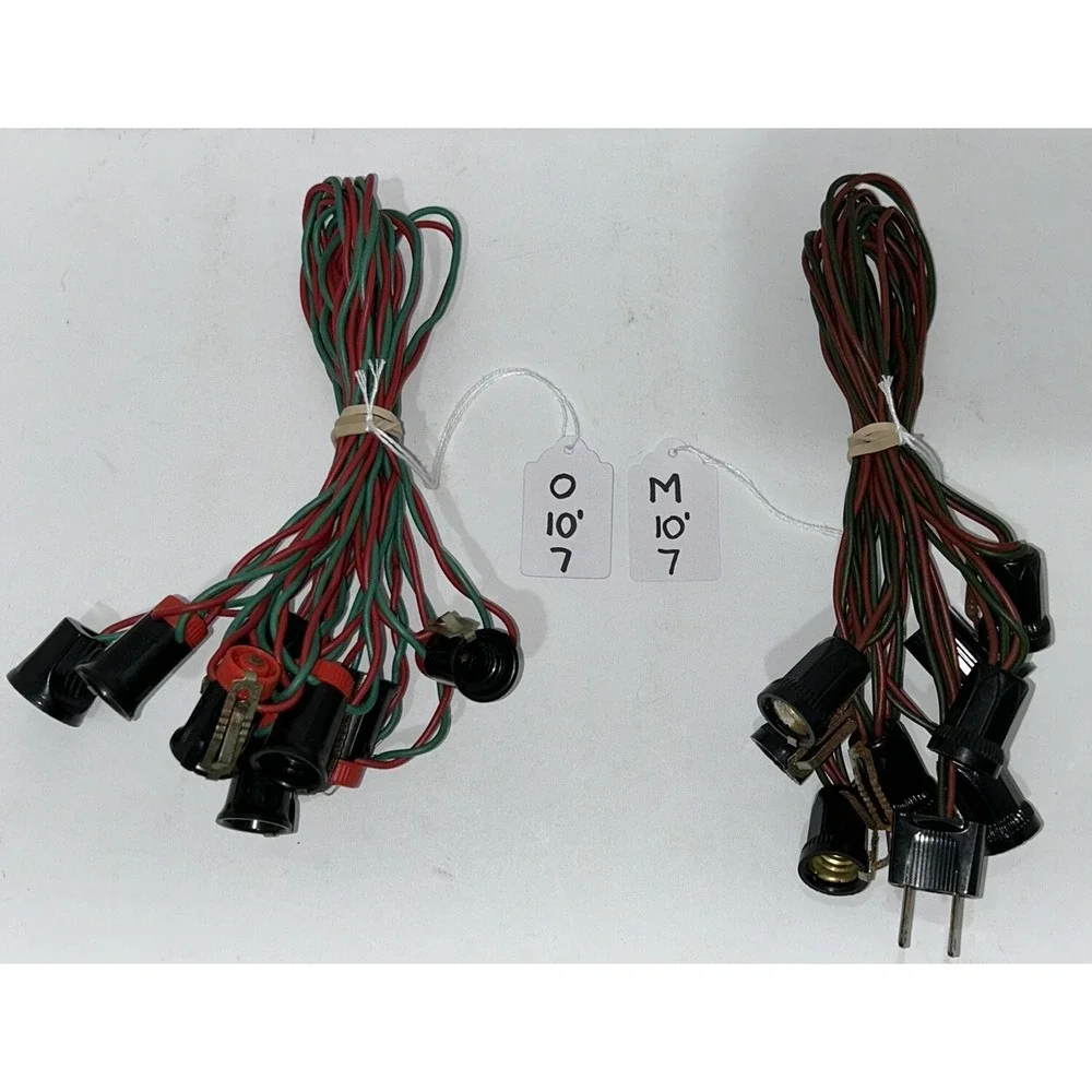 C-7 Bulb Green String Light Strands 7‎ Lights No Bulbs Tested Works (2) Vintage
